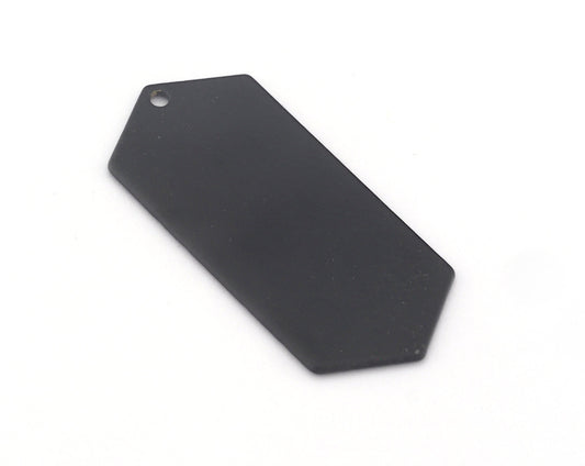 Elongated Hexagon Shape Raw - Black Pendant 35.5x16mm 0.8 Thickness 1 hole 2024-350