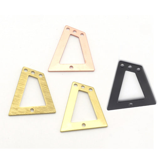 Quadrilateral Rectangle Trapezoid Charms 4 Hole Black Raw Brass, copper 23x21mm 0.8mm thickness Findings R107