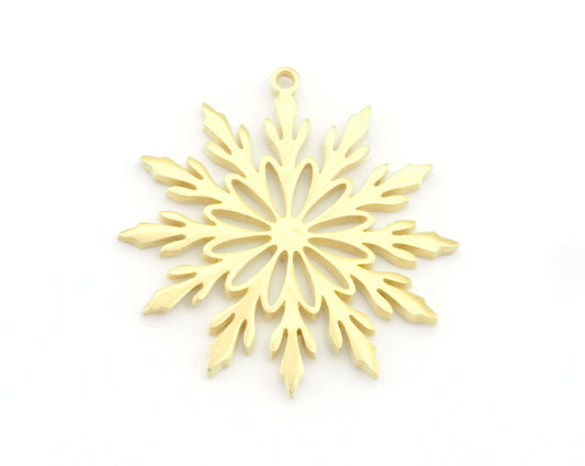 Snow Flake Charms Pendant Raw Brass 31x30mm (1.40 mm Thickness) 1 hole chams 4842