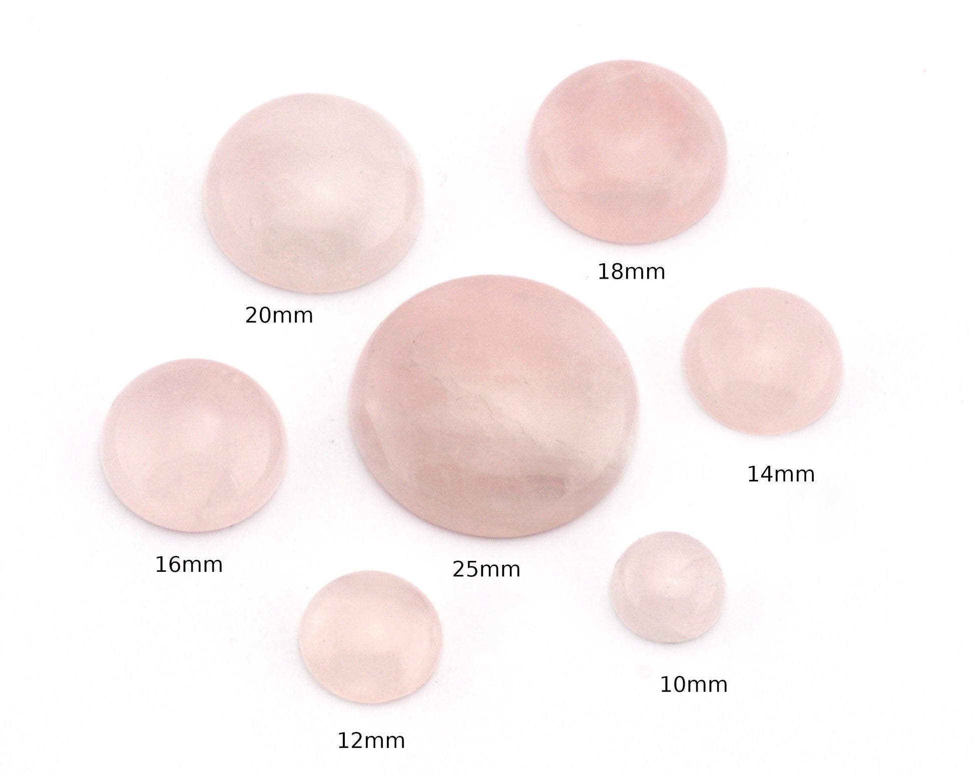 Pink Rose Quartz Gemstones Round Cabochons 8 - 10 - 12 - 14 - 16 - 18 - 20 - 25 mm Flat Back Cabochons Jewelry DIY CAB13