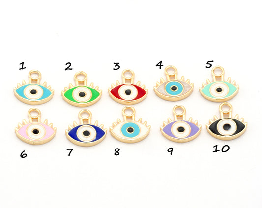 Eye Colorful Charms Enamel Shiny Gold Tone Charms 14x15mm findings 1822-1