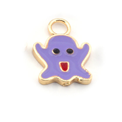 Carton Ghost Colorful Charms Enamel Shiny Gold Plated Charms 13x18mm findings 1822-2