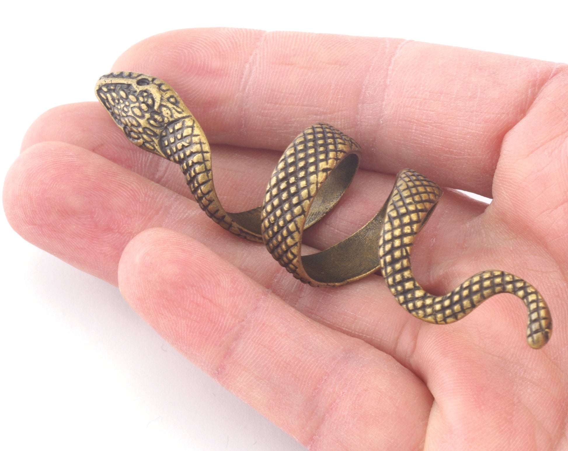 Snake Ring Wrap Adjustable Antique Bronze Plated Brass (18mm - 20mm 8US - 10US inner size) Oz4001