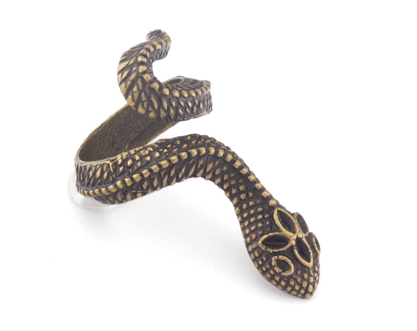 Snake Ring Wrap Animal Adjustable Antique Bronze Plated Brass (17mm - 18.5mm 6.5US - 8.5US inner size) Oz4004