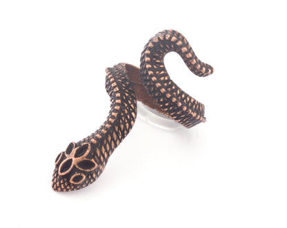 Snake Ring Wrap Animal Adjustable Antique Copper Plated Brass (17mm - 18.5mm 6.5US - 8.5US inner size) Oz4004