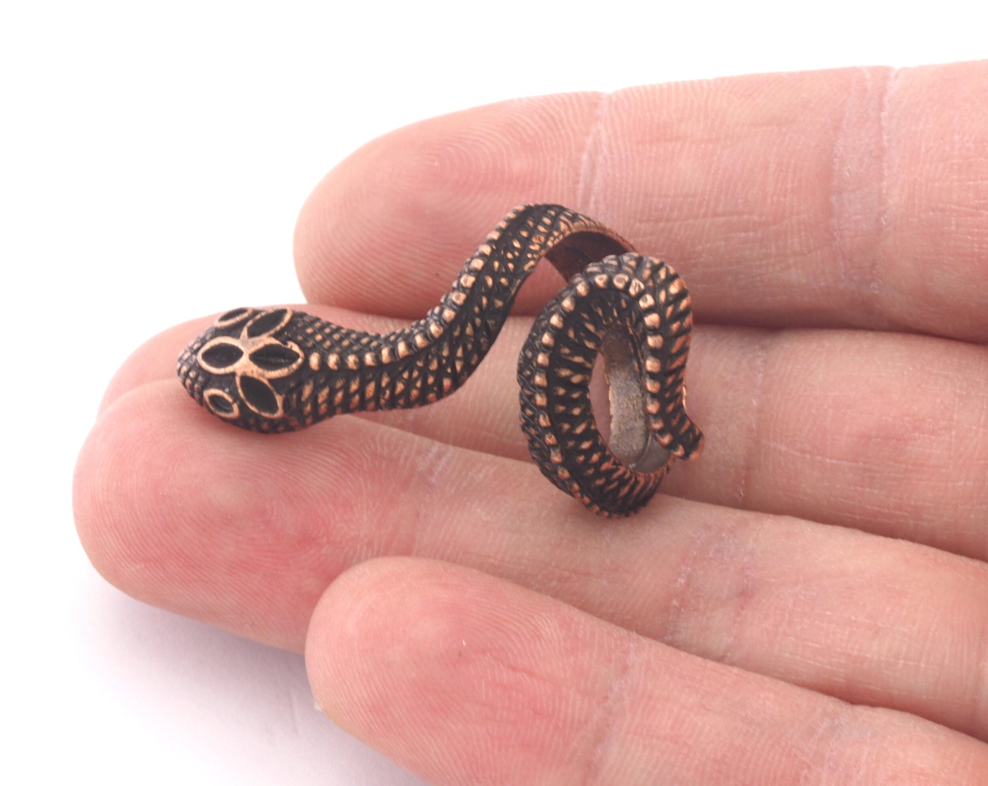 Snake Ring Wrap Animal Adjustable Antique Copper Plated Brass (17mm - 18.5mm 6.5US - 8.5US inner size) Oz4004