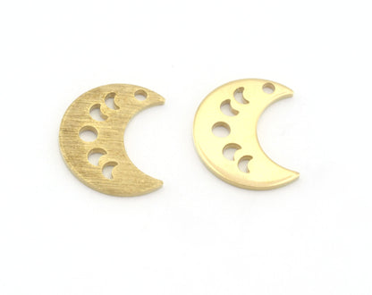 Crescent Moon Tag Charms 15x12mm 1 hole Raw Brass - Brushed Brass Charms Findings Stampings OZ4851-85