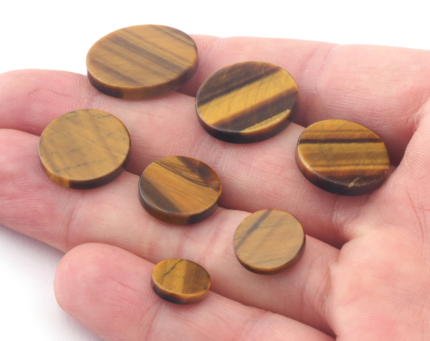 Tiger's Eye Coin Gemstone Cabochons