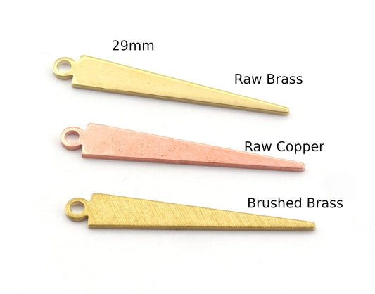 Triangle raw brass - Copper - Brushed 29x4.5mm 1 hole charms findings 4893-50