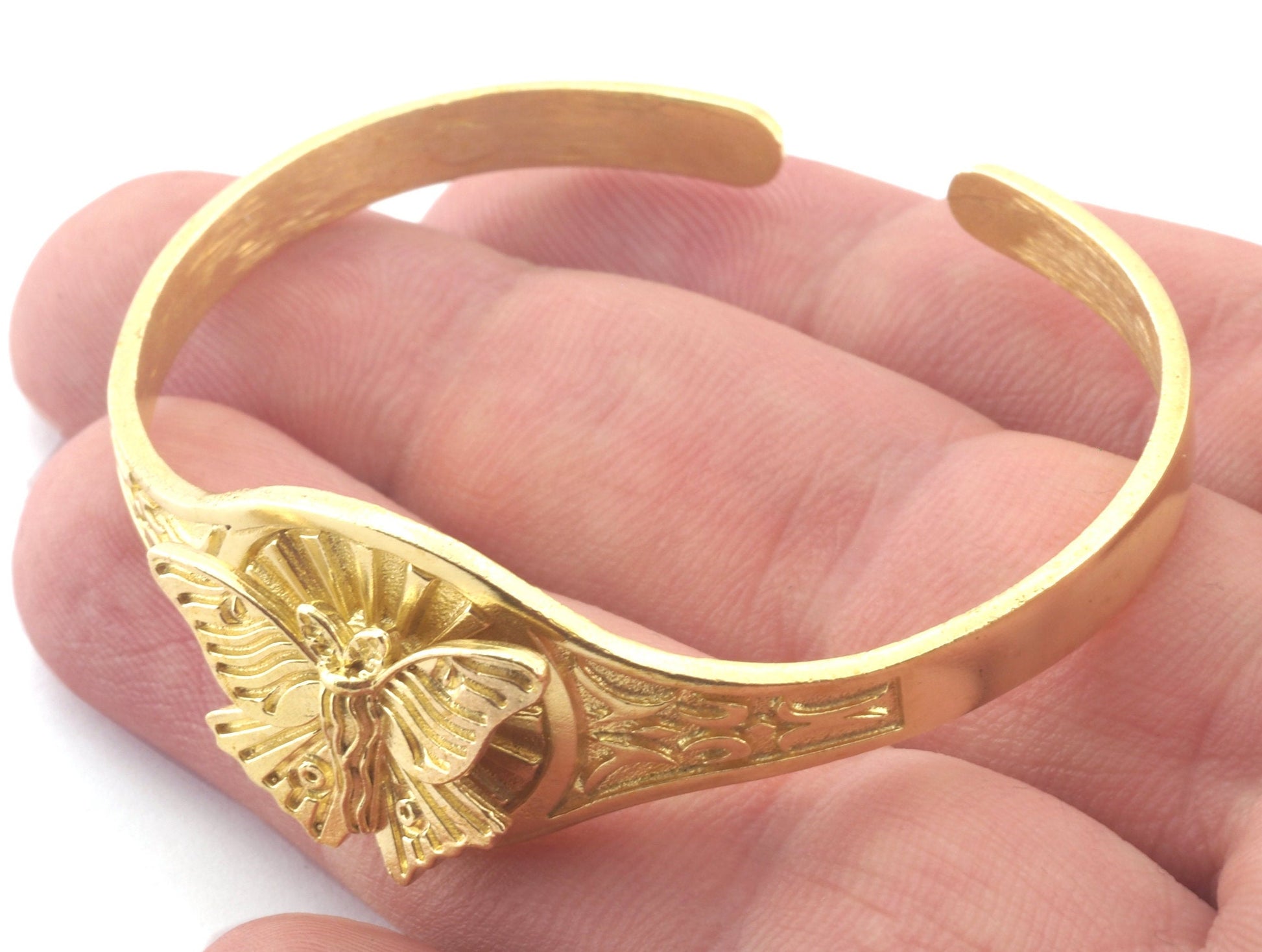 Luna Moth Sun Bracelet Cuff Raw brass (55mm inner size ) 4895