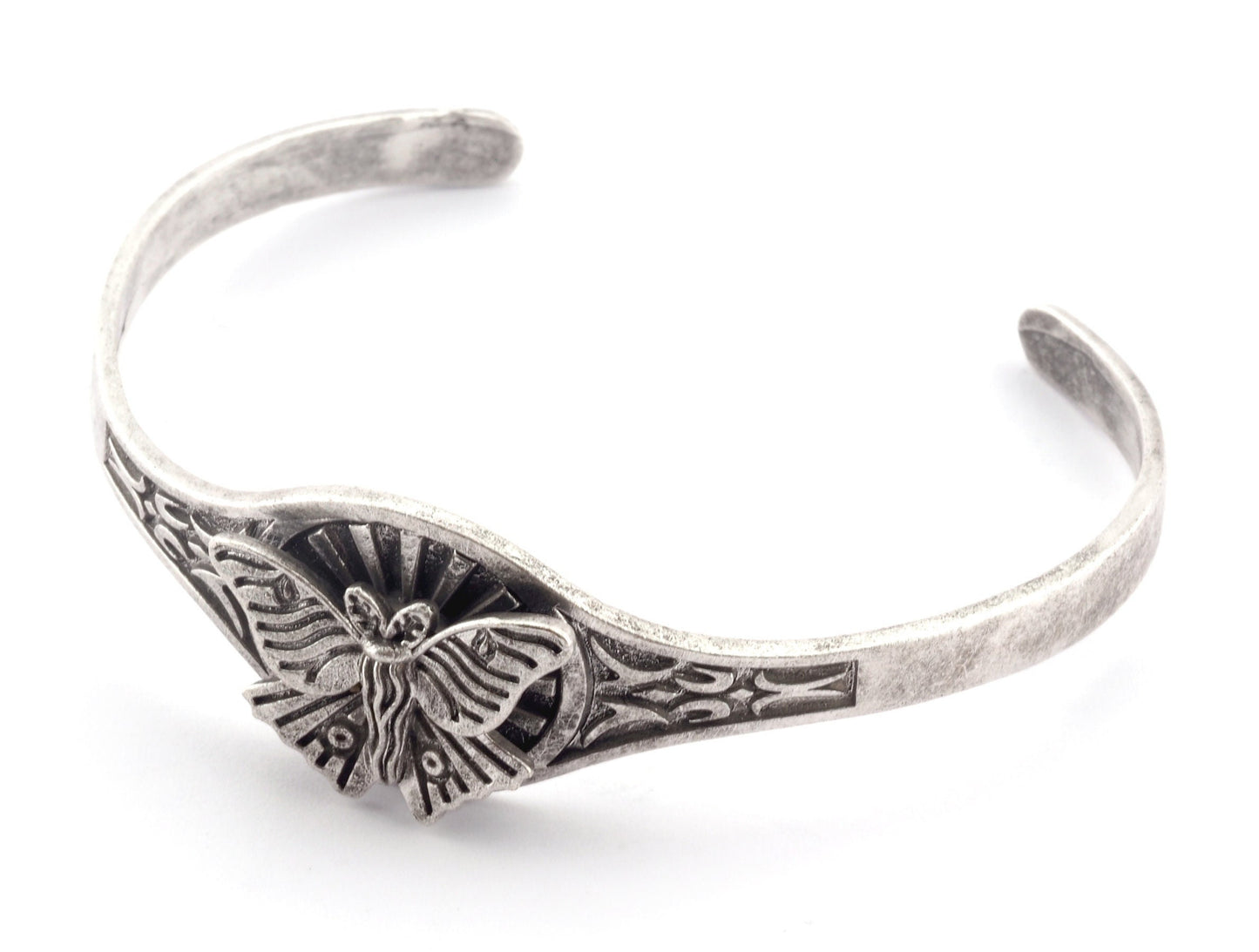Luna Moth Sun Bracelet Cuff Antique silver (Nickel Lead Free plated ) brass (55mm inner size ) 4895