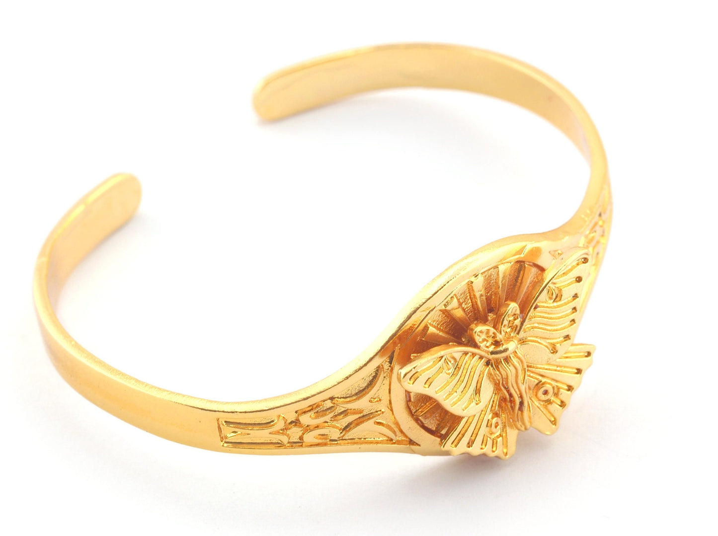 Luna Moth Sun Bracelet Cuff Shiny Gold (Nickel Lead Free plated ) brass (55mm inner size ) 4895