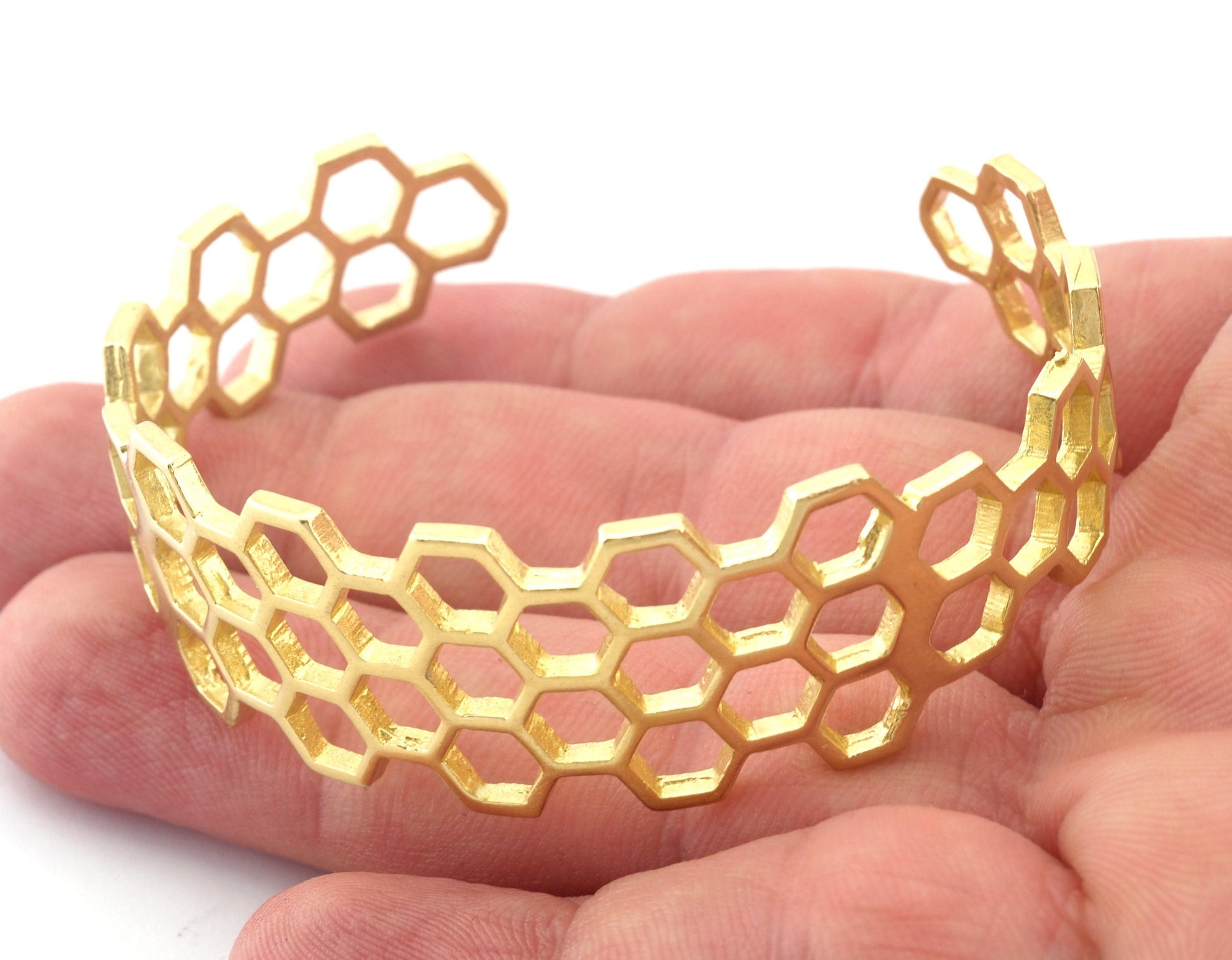 Honey Comb Bracelet Cuff Raw brass (60mm inner size ) 4897