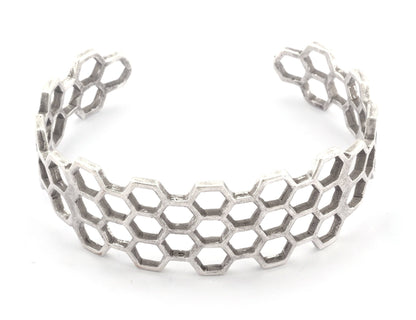 Honey Comb Bracelet Cuff Antique silver (Nickel lead free plated) (60mm inner size ) 4897