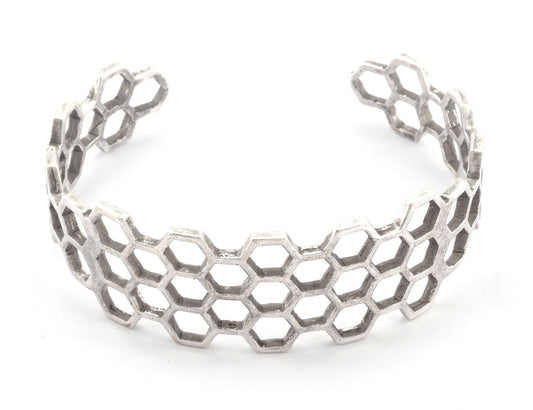 Honey Comb Bracelet Cuff Antique silver (Nickel lead free plated) (60mm inner size ) 4897