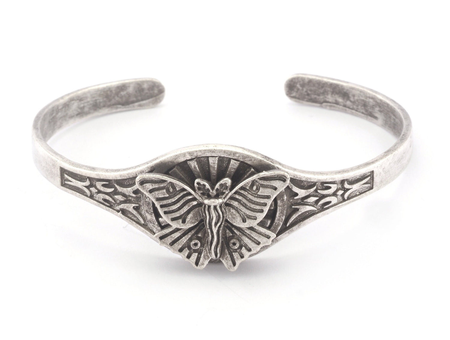 Luna Moth Sun Bracelet Cuff Antique silver (Nickel Lead Free plated ) brass (55mm inner size ) 4895