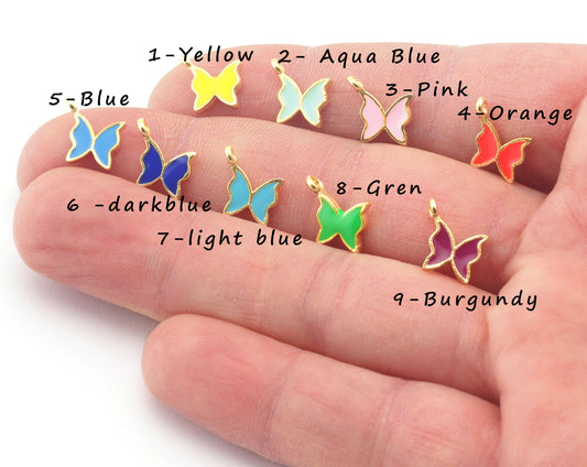 ButterFly Colorful Charms Enamel Shiny Gold Plated Charms 21mm findings 1424-3