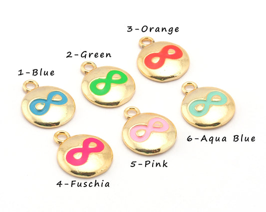 Infinity Colorful Charms Enamel Shiny Gold Plated Charms 14.5mm findings 1424-5