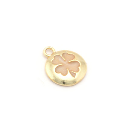 Clover Colorful Charms Enamel Shiny Gold Plated Charms 14.5mm findings 1424-4