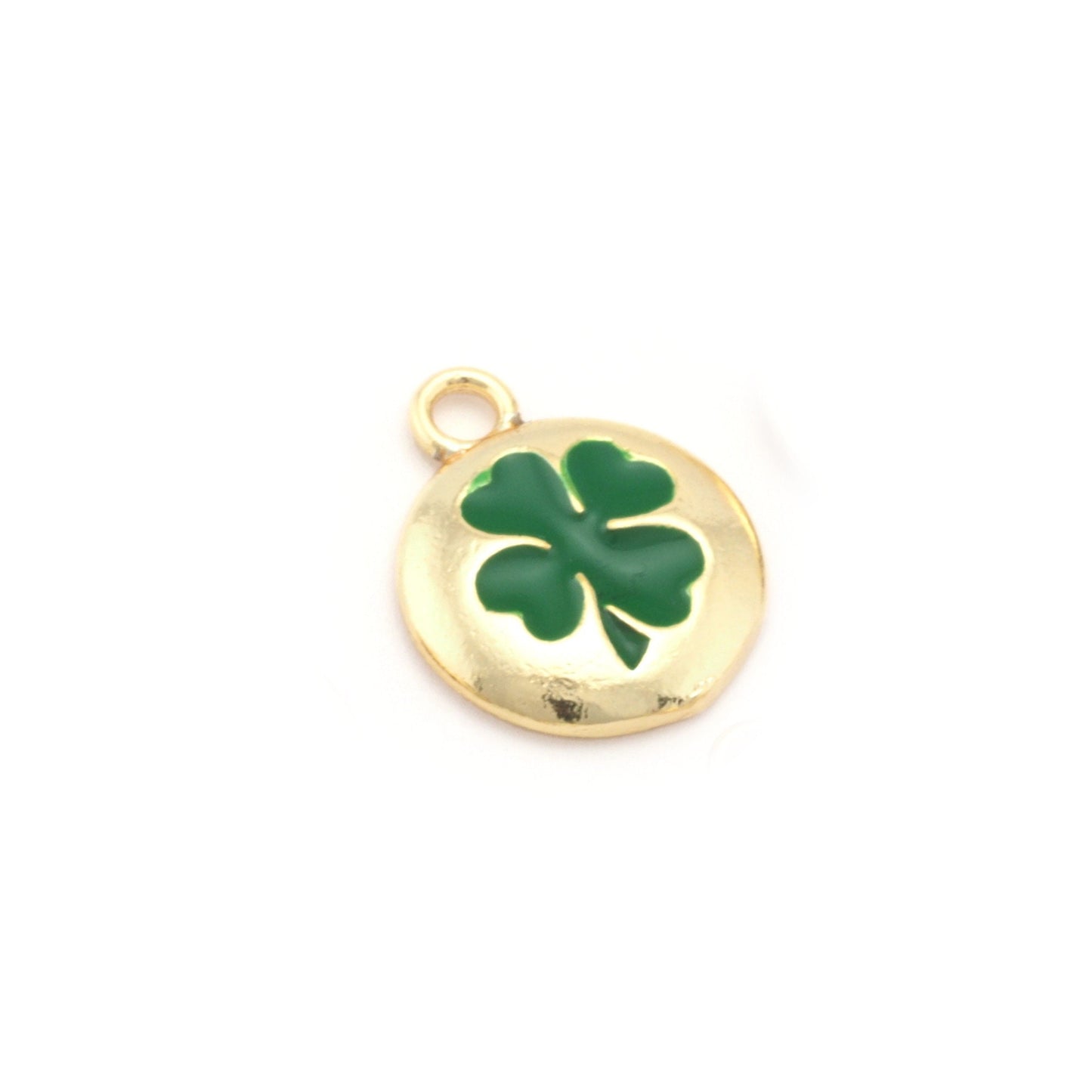 Clover Colorful Charms Enamel Shiny Gold Plated Charms 14.5mm findings 1424-4