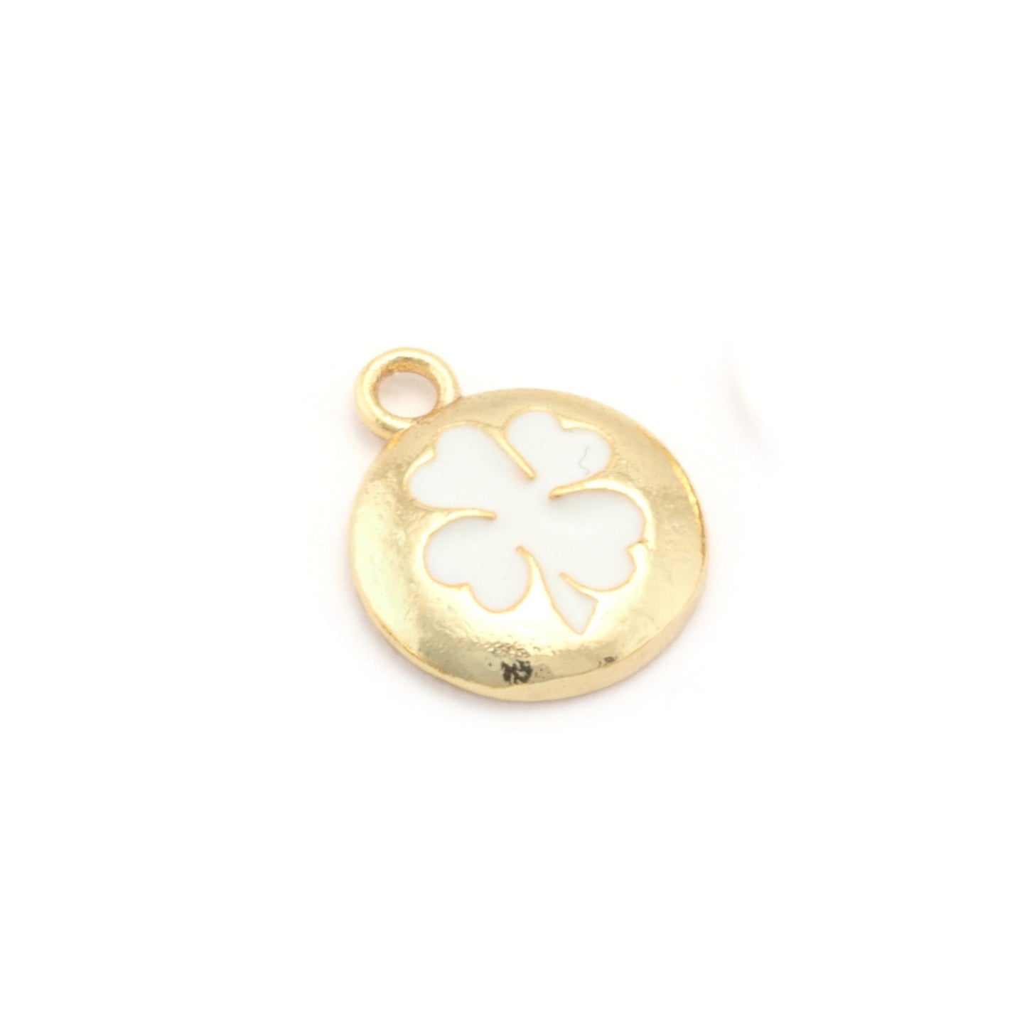 Clover Colorful Charms Enamel Shiny Gold Plated Charms 14.5mm findings 1424-4