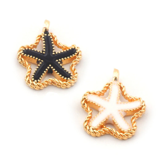 StarFish Stars Colorful Charms Beads Enamel Shiny Gold Plated Charms 13.5mm findings 1424-6