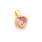 Heart CZ Charm Pendant Colorful 12.5mm Gold Plated Brass 1424-8