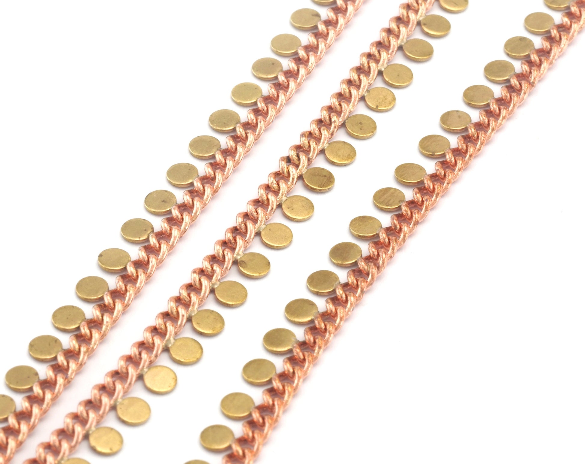 Round drop (3mm) curb anklet chain raw brass soldered chain 1606