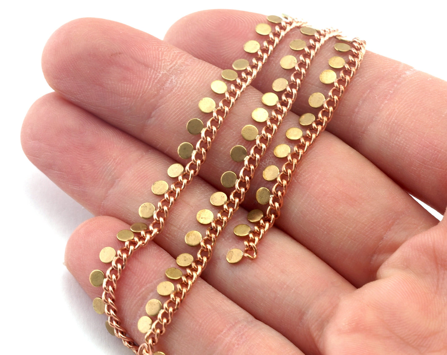 Round drop (3mm) curb anklet chain raw brass soldered chain 1606