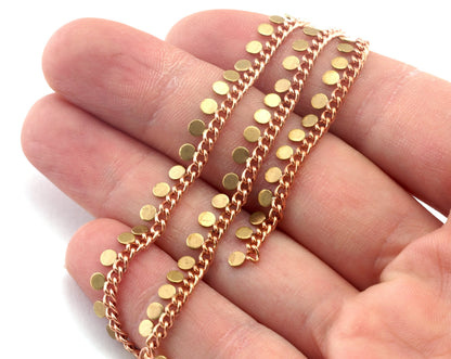 Round drop (3mm) curb anklet chain raw brass soldered chain 1606