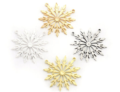 Snow Flake Connector Charms Pendant Raw Solid Brass , Antique silver, Shiny silver, Shiny gold plated Pendants 30x29mm OZ4829