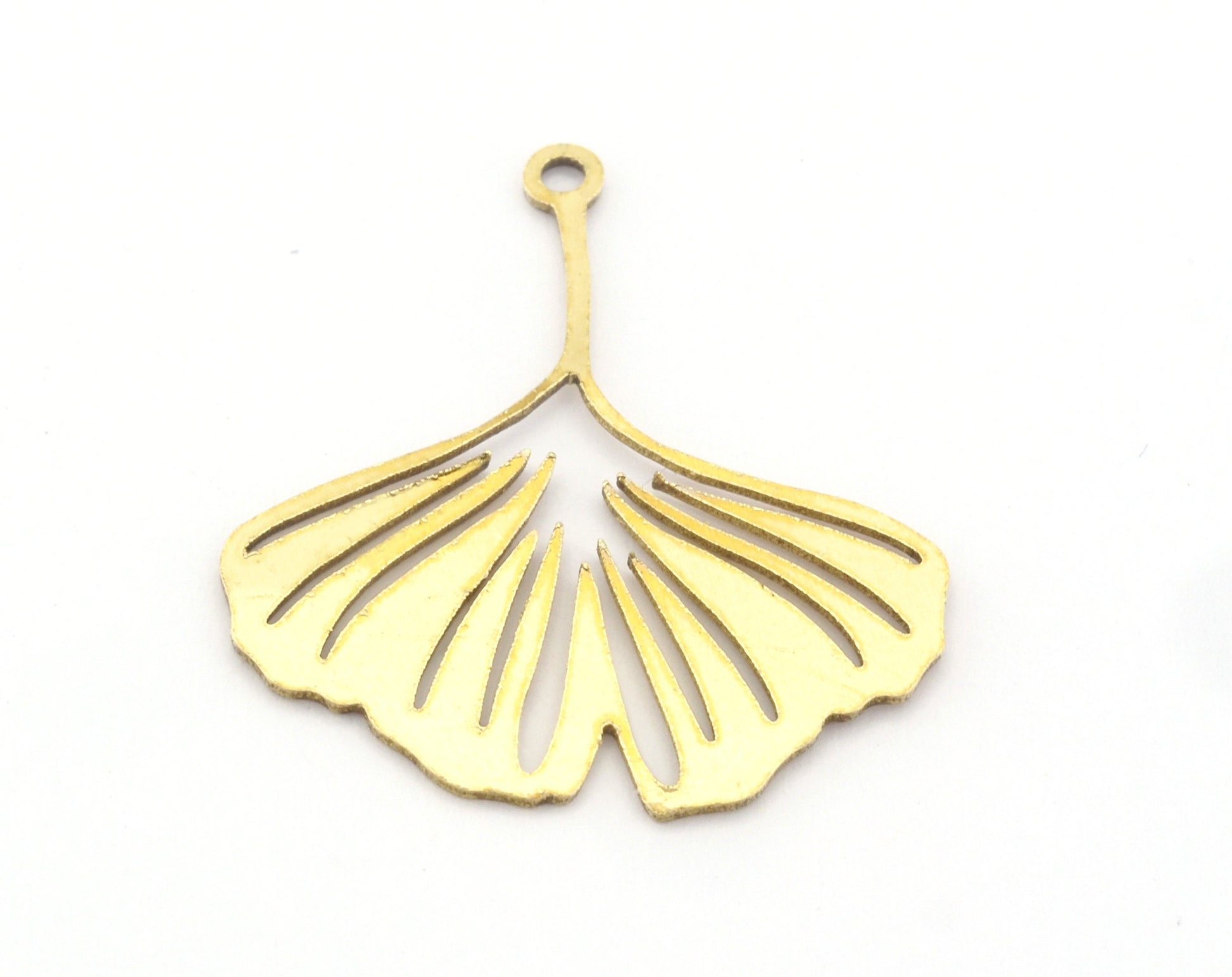 Ginko Charms Pendant Raw Brass, 24x27mm 0.5 mm 1 hole Findings 1802