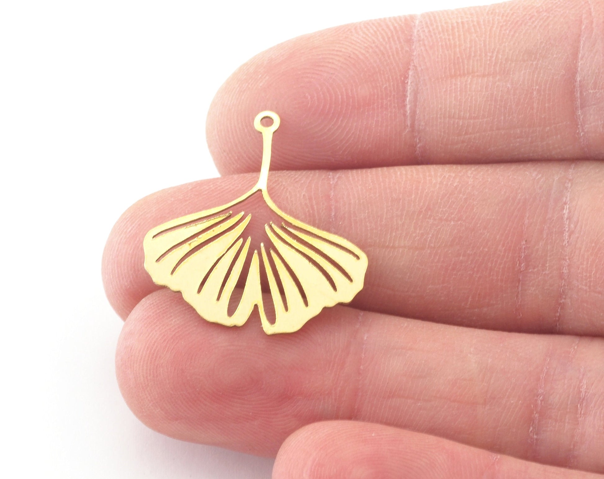 Ginko Charms Pendant Raw Brass, 24x27mm 0.5 mm 1 hole Findings 1802