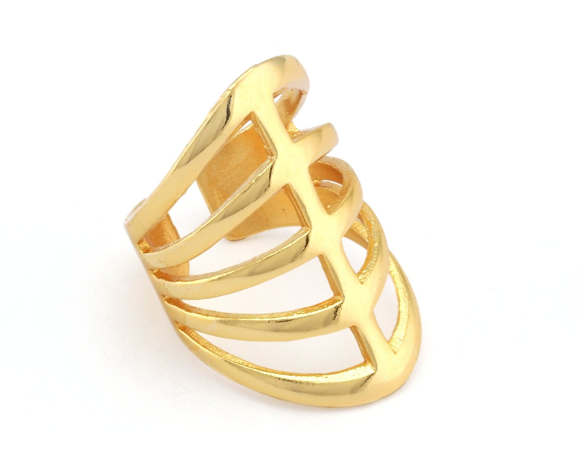 Ring Filigree Adjustable Shiny Gold Plated Brass 1 Pc. (18.5mm 8.5US inner size) OZ2091 33mm