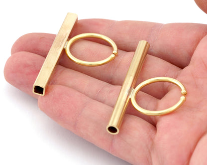 Square Round Tube Adjustable Ring Blank - Raw Brass (50mm Tube ) 4917 - 5037