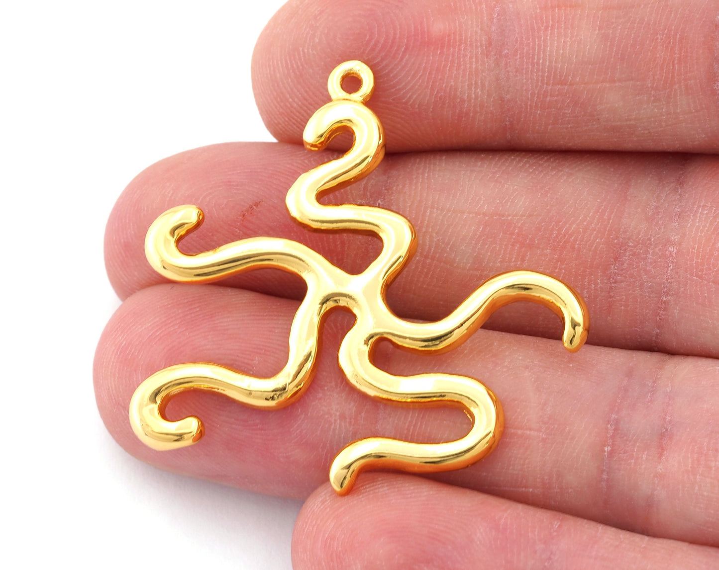 Octopus Charms Pendant Shiny Gold Plated Brass 39x38mm 1 hole chams 4899