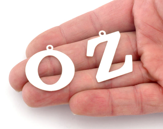 Letter Charms Pendant Shiny Silver Plated Brass 30mm 0.6 mm 1 loop Findings 4822