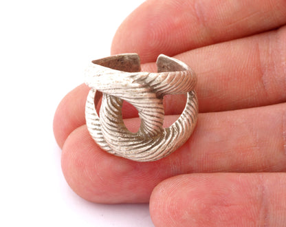 Knot Adjustable Ring Antique Silver Plated brass (18mm 8US inner size) OZ2823