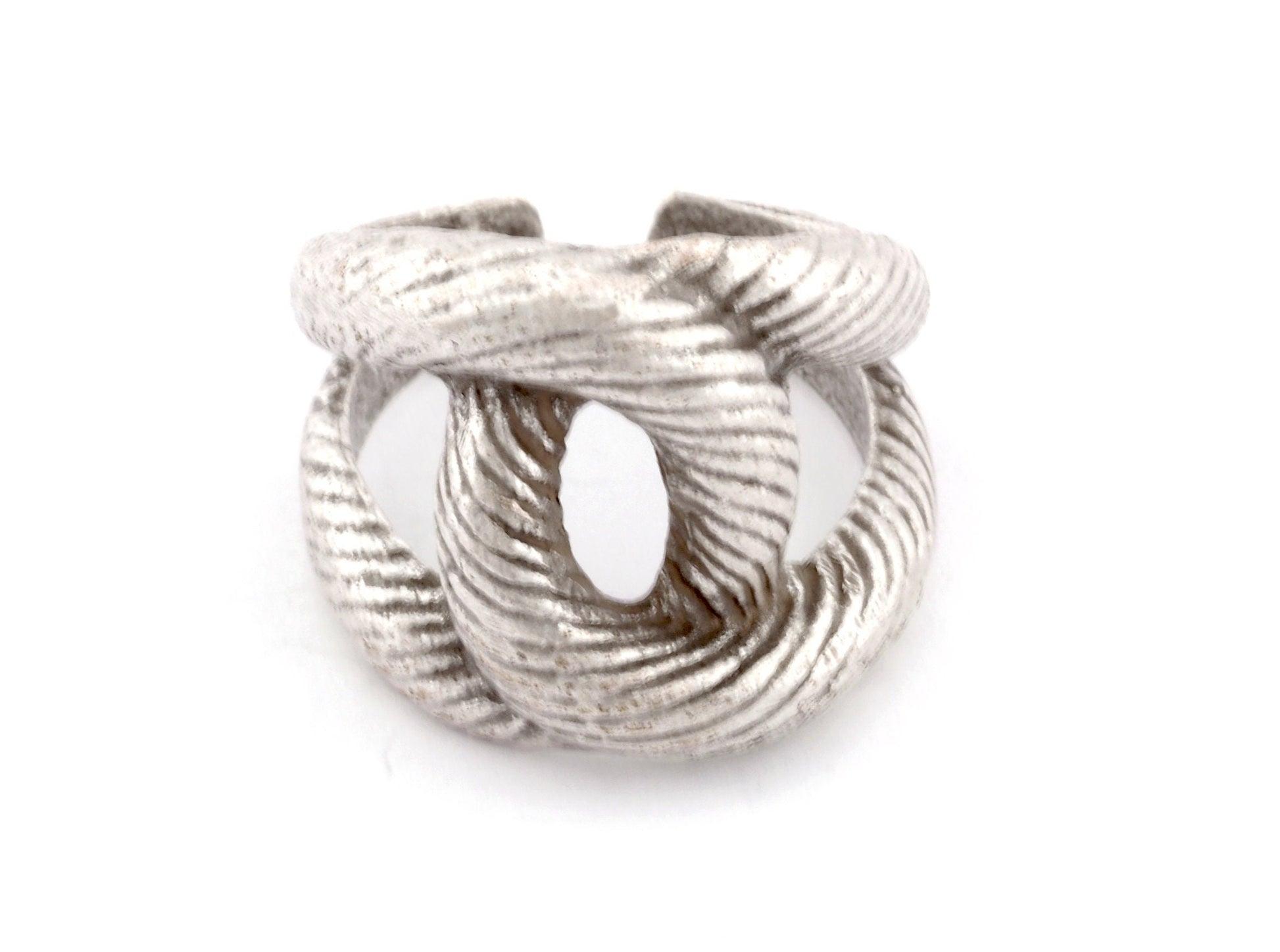 Knot Adjustable Ring Antique Silver Plated brass (18mm 8US inner size) OZ2823
