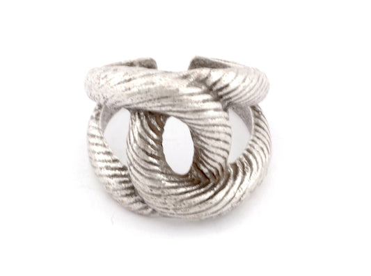 Knot Adjustable Ring Antique Silver Plated brass (18mm 8US inner size) OZ2823
