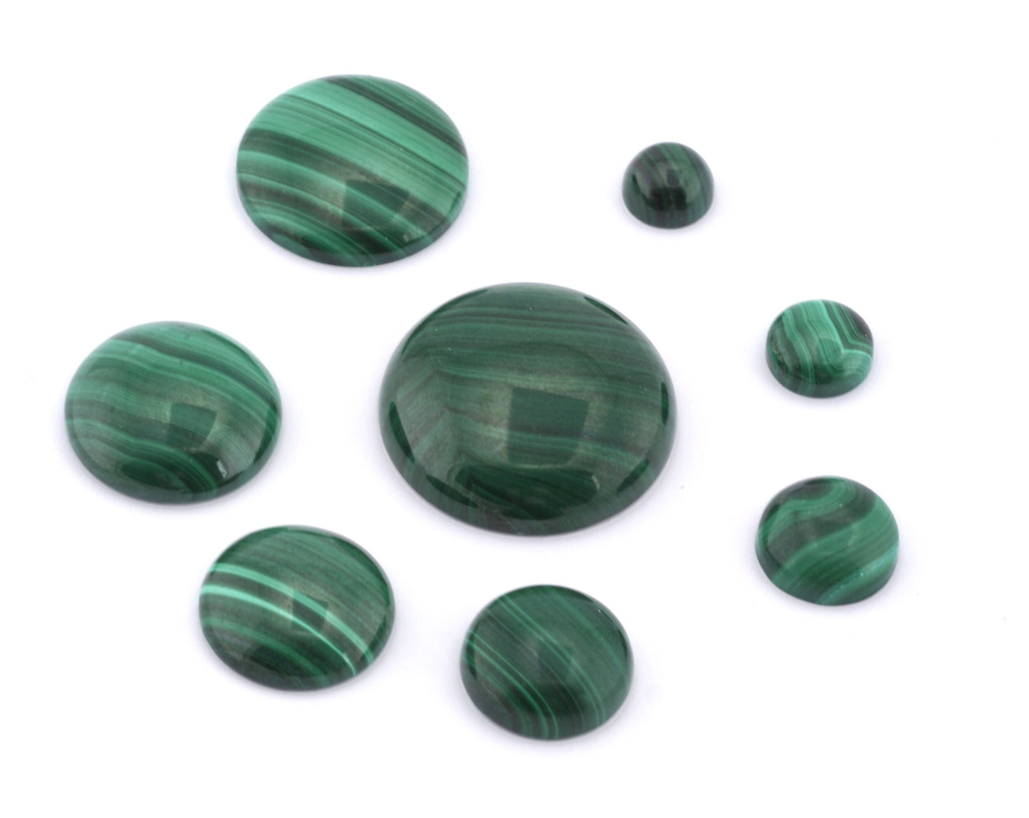 Natural Malachite Genuine Gemstone Round Loose Cabochon Flat Back