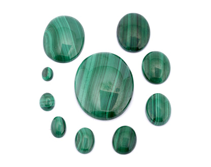 Natural Malachite Genuine Gemstone Oval Loose Cabochon Flat Back