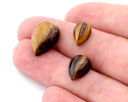 Tiger's Eye Drop Pear Gemstone Flat Back Cabochons 8x12 10x14 13x18 no hole