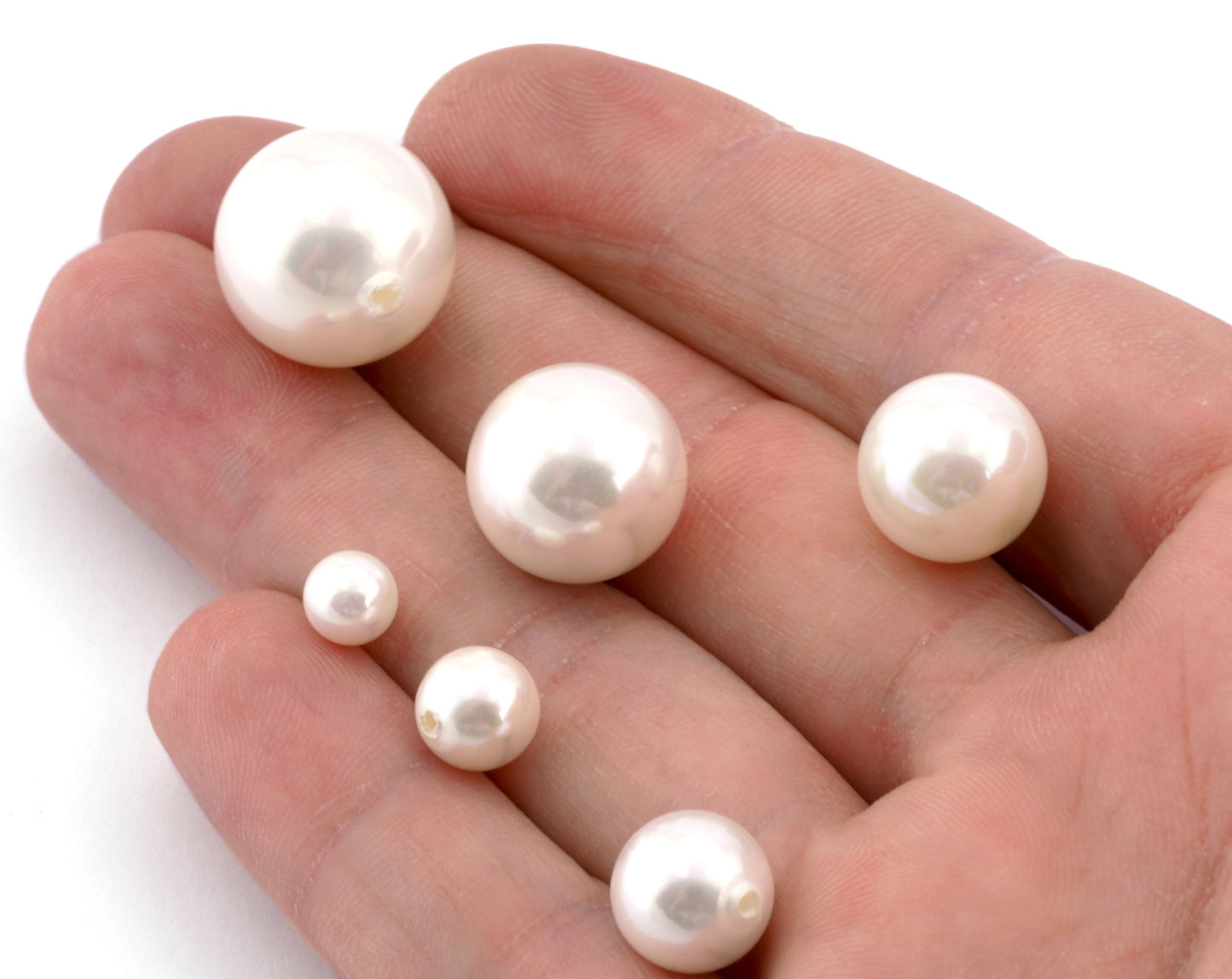 Half Drilled Sphere Pearls Beads White Majorca Pearl