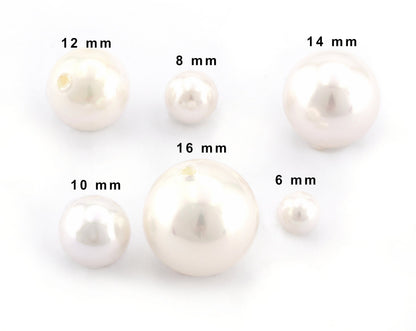 Half Drilled Sphere Pearls Beads White Majorca Pearl