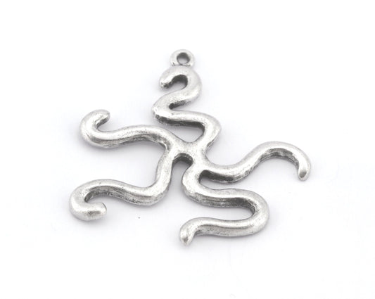 Octopus Charms Pendant Antique Silver Plated Brass 39x38mm 1 hole chams 4899