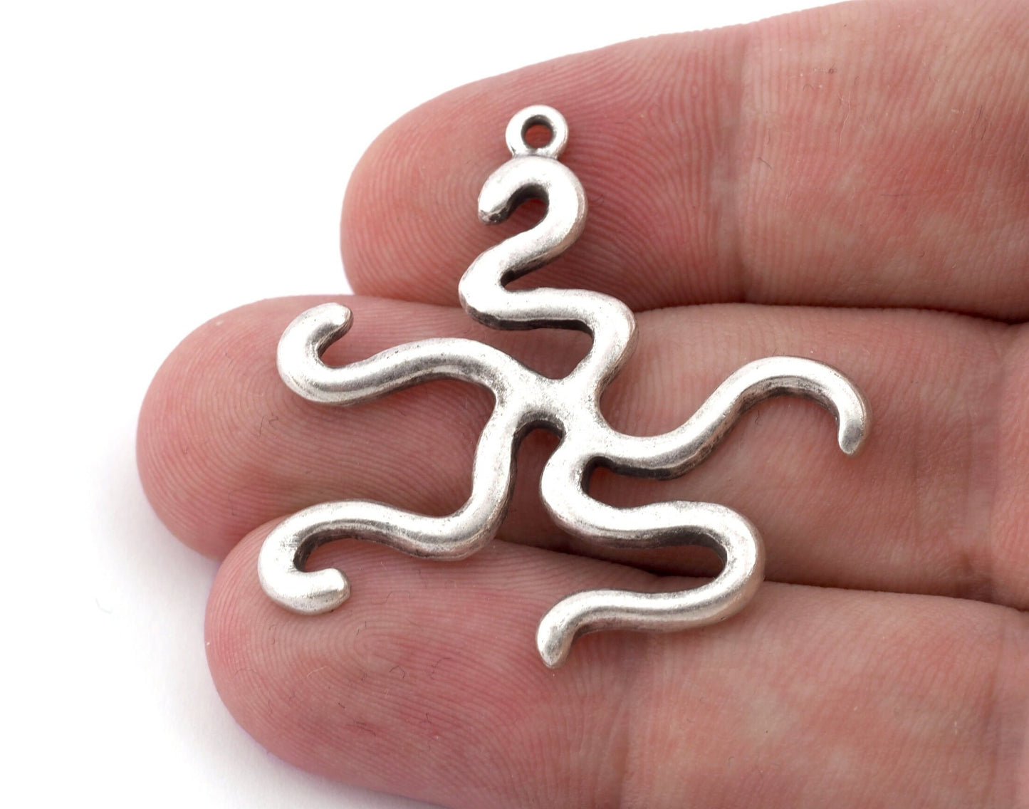 Octopus Charms Pendant Antique Silver Plated Brass 39x38mm 1 hole chams 4899