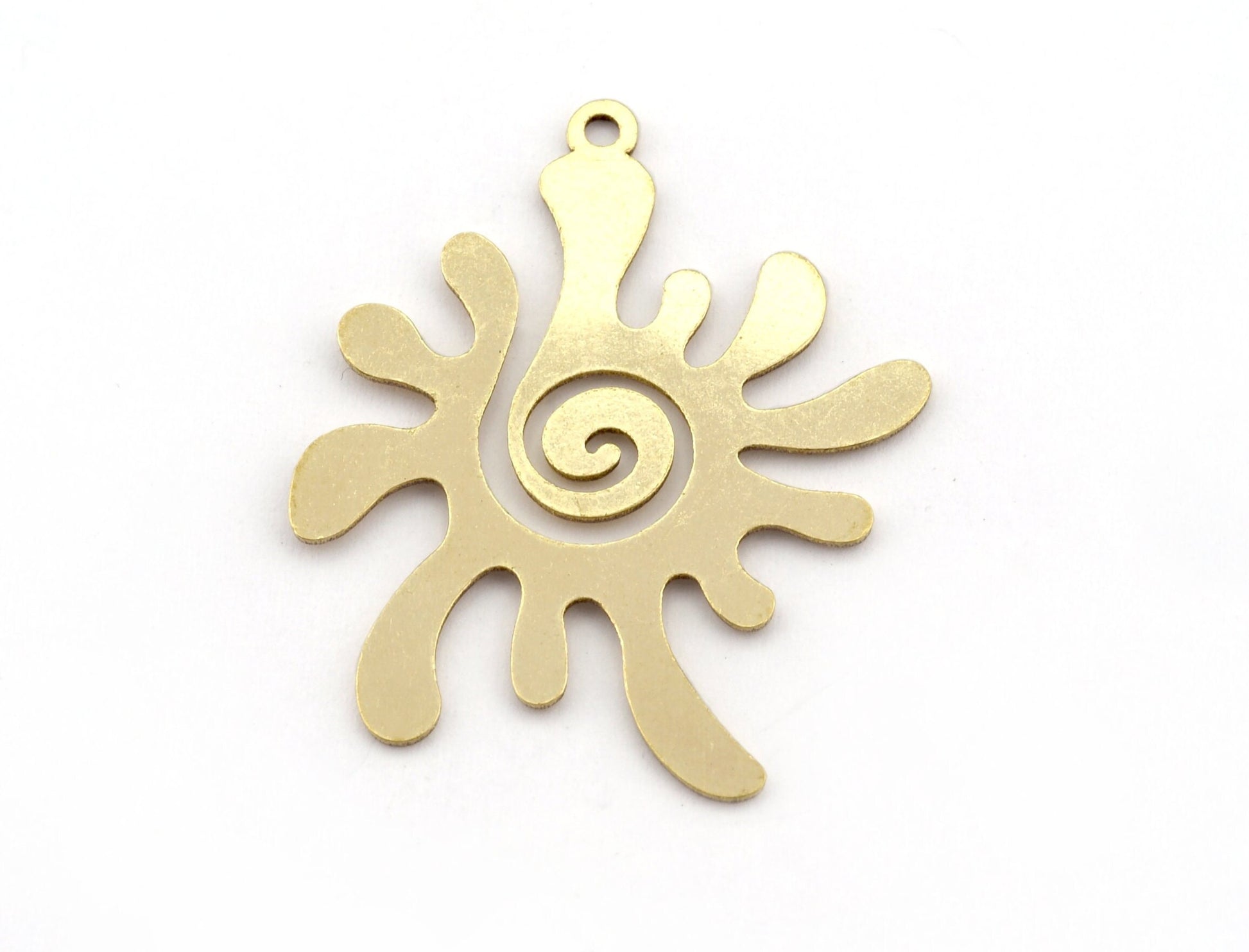 Sun Swirl Spirals charms pendant Raw Brass, 32x26mm 0.6 mm 1 hole 4930