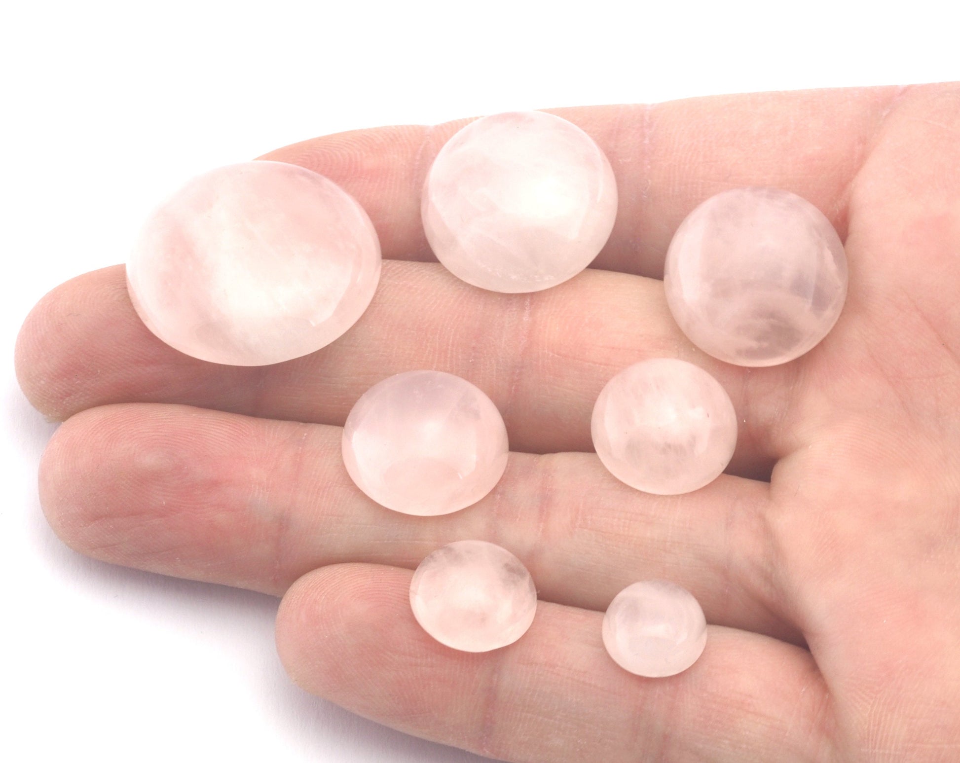 Pink Rose Quartz Gemstones Round Cabochons 8 - 10 - 12 - 14 - 16 - 18 - 20 - 25 mm Flat Back Cabochons Jewelry DIY CAB13