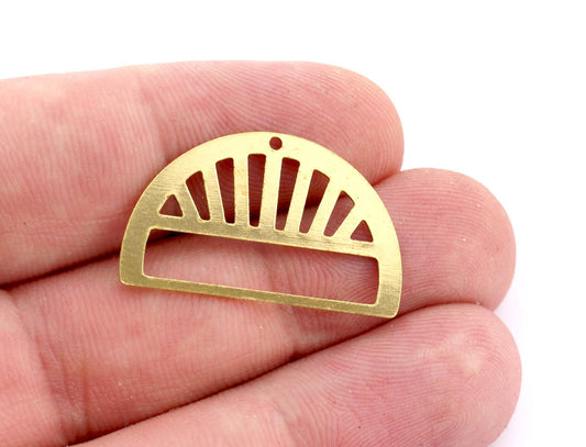 Semi Circle Charms Pendant Raw Brass, 30x18mm 0.6 mm 1 hole 4932